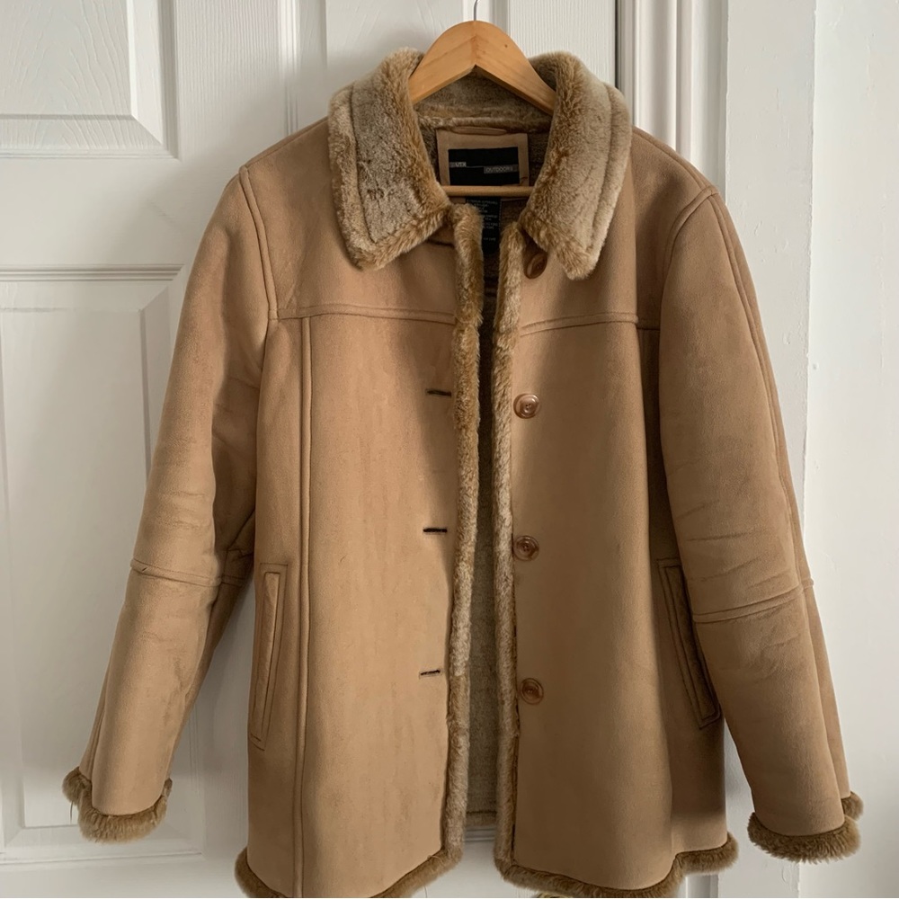 UTX Outdoors Faux Panelled Suede Shearling Coat